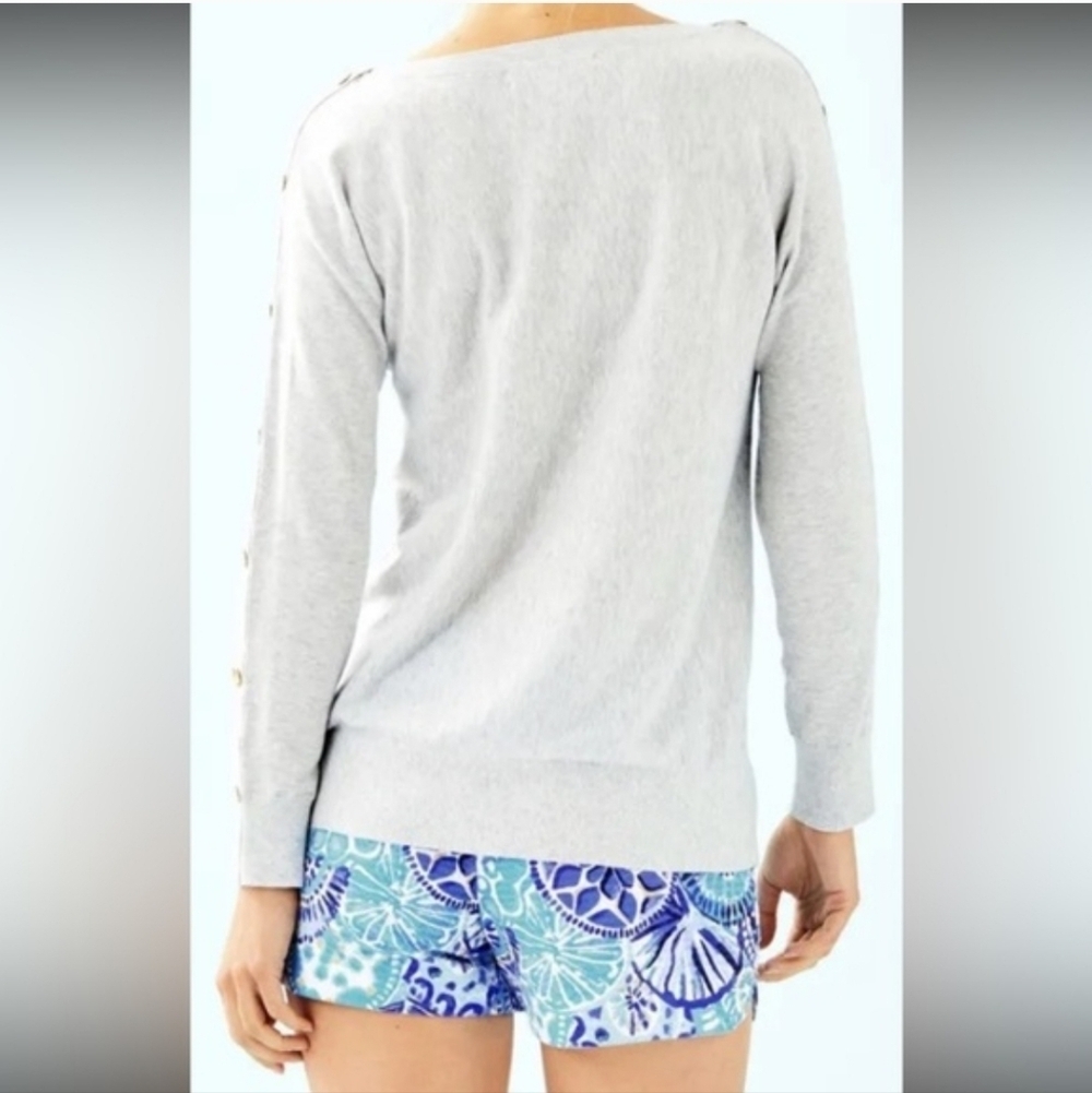 Lilly Pulitzer Milton Coolmax Sweater In Heathered Seaside Gray - Picture 2 of 10